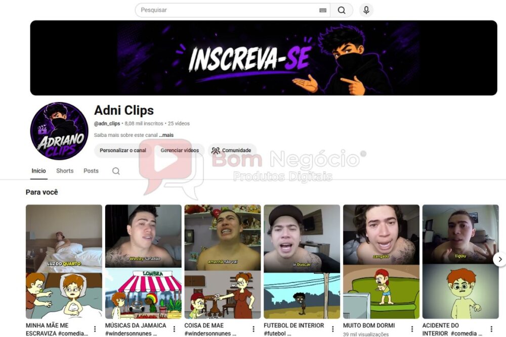 CANAL DO YOUTUBE DE 8K NÃO MONETIZADO - HUMOR (COD-585)