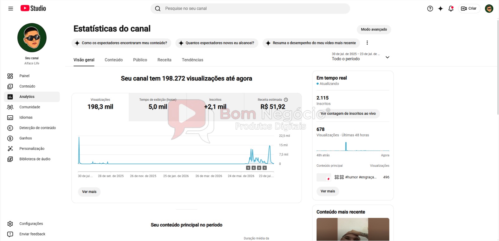 CANAL DO YOUTUBE DE 2K MONETIZADO - HUMOR (COD-599) - Imagem 3