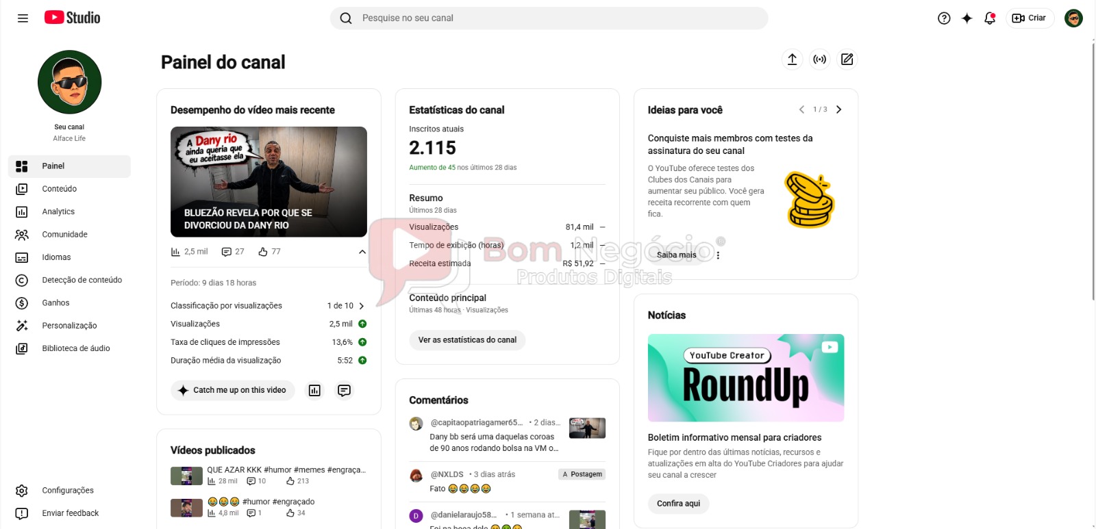CANAL DO YOUTUBE DE 2K MONETIZADO - HUMOR (COD-599) - Imagem 2