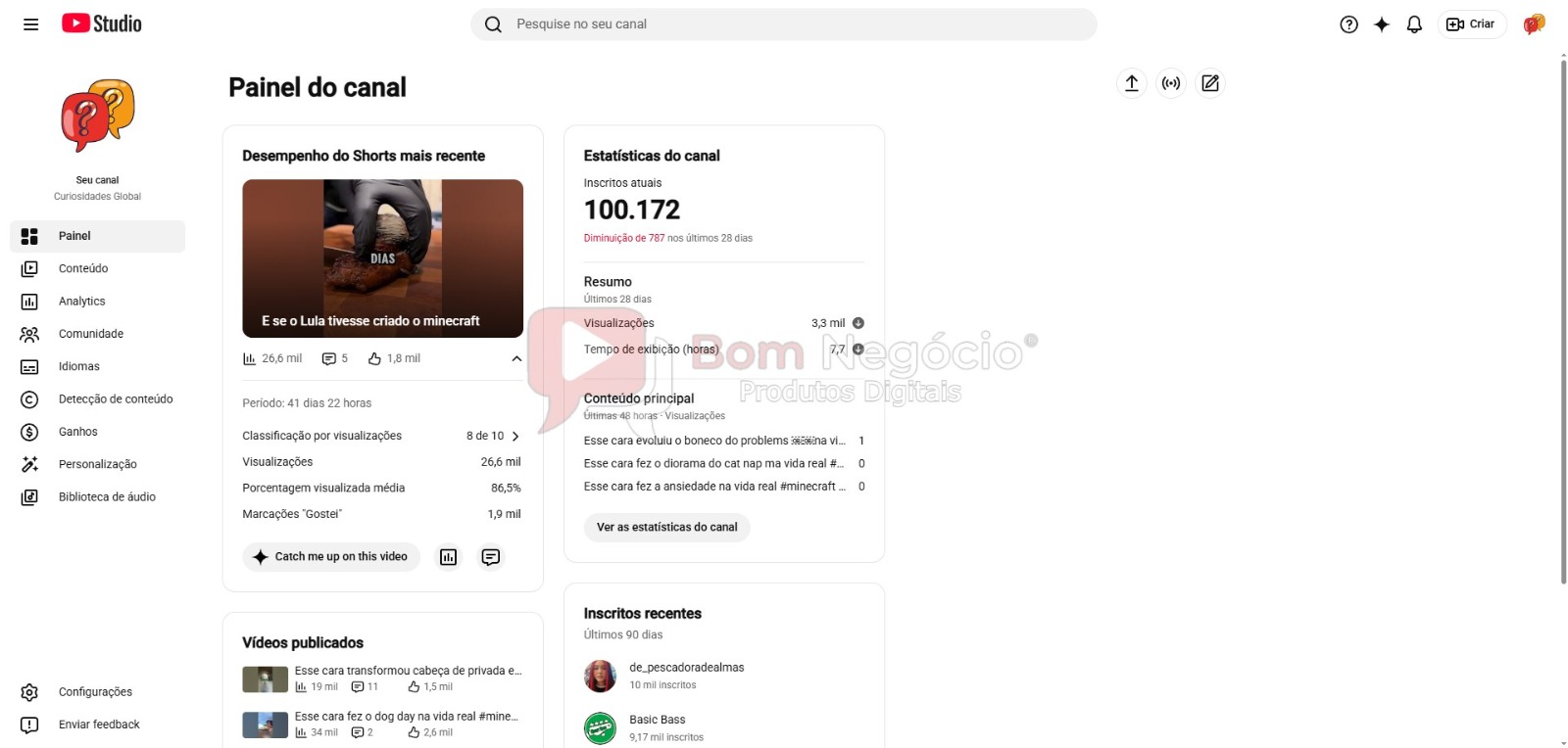 CANAL DO YOUTUBE DE 100K NÃO MONETIZADO - CURIOSIDADES (COD-602) - Imagem 2