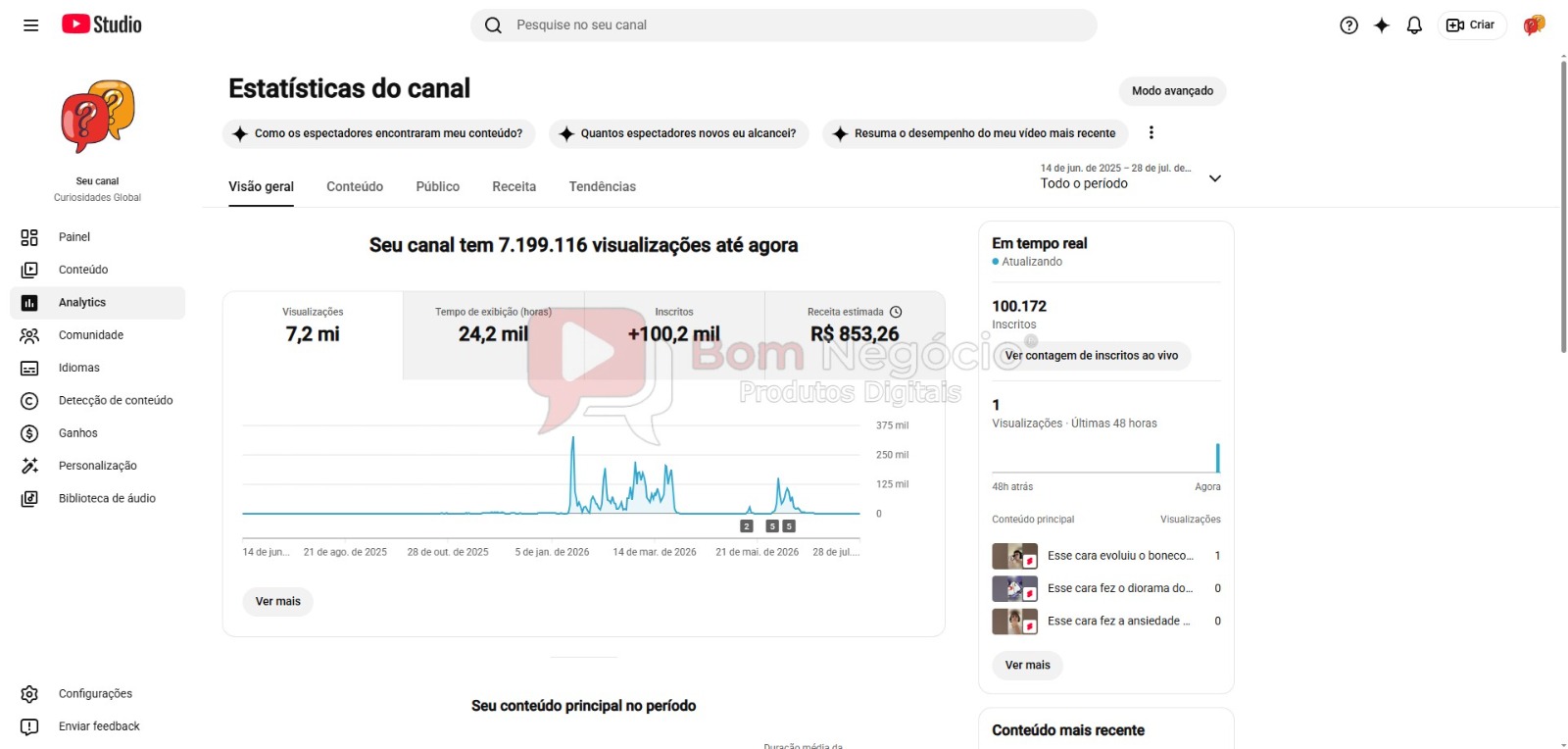 CANAL DO YOUTUBE DE 100K NÃO MONETIZADO - CURIOSIDADES (COD-602) - Imagem 3