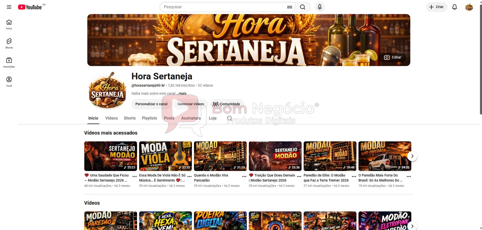 -CANAL DO YOUTUBE DE 2K MONETIZADO - MUSICAL (COD-603)