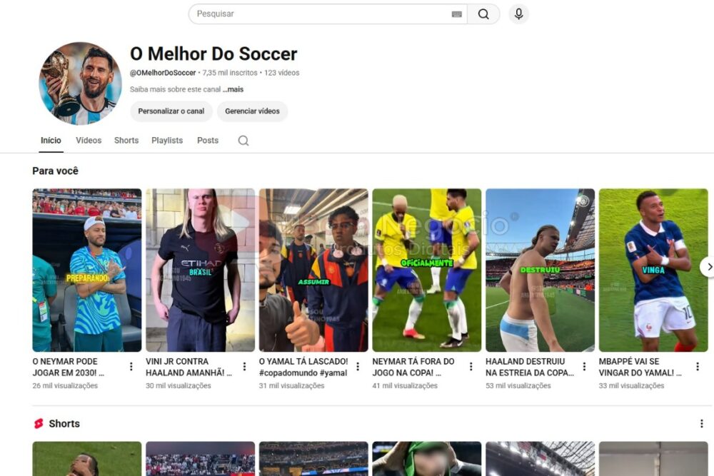 CANAL DO YOUTUBE DE 7K NÃO MONETIZADO - FUTEBOL (COD-606)