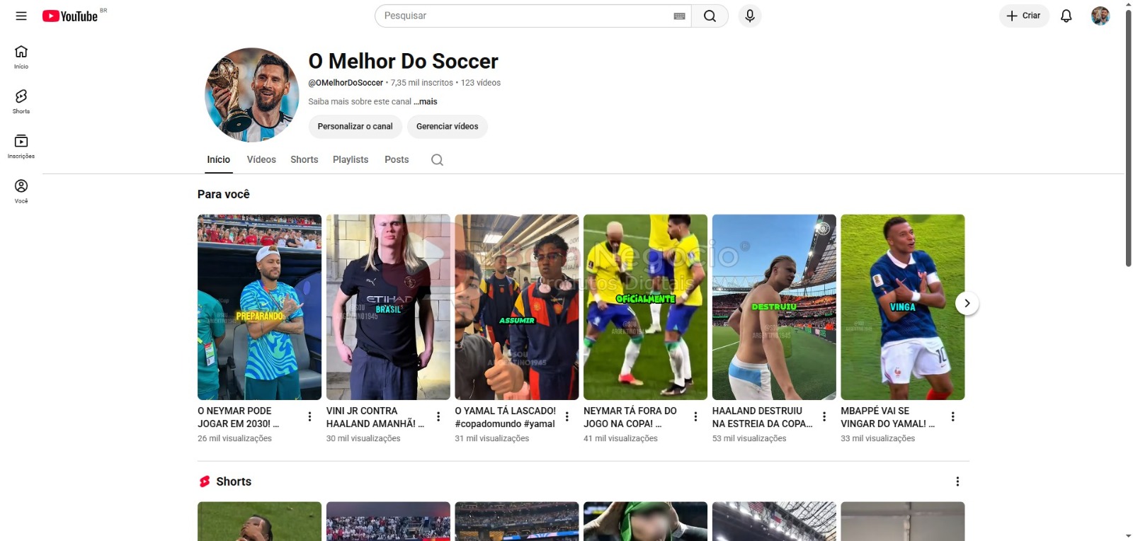 CANAL DO YOUTUBE DE 7K NÃO MONETIZADO - FUTEBOL (COD-606)