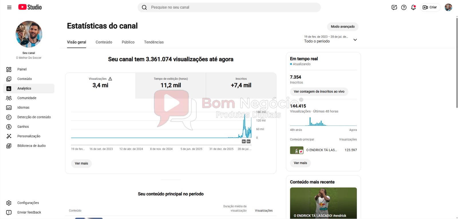 CANAL DO YOUTUBE DE 7K NÃO MONETIZADO - FUTEBOL (COD-606) - Imagem 3