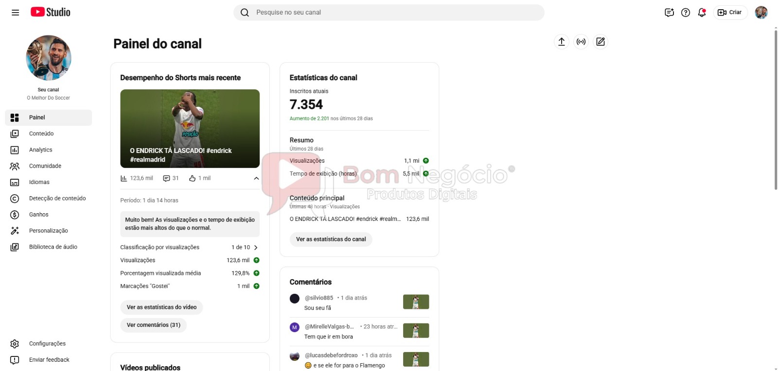 CANAL DO YOUTUBE DE 7K NÃO MONETIZADO - FUTEBOL (COD-606) - Imagem 2