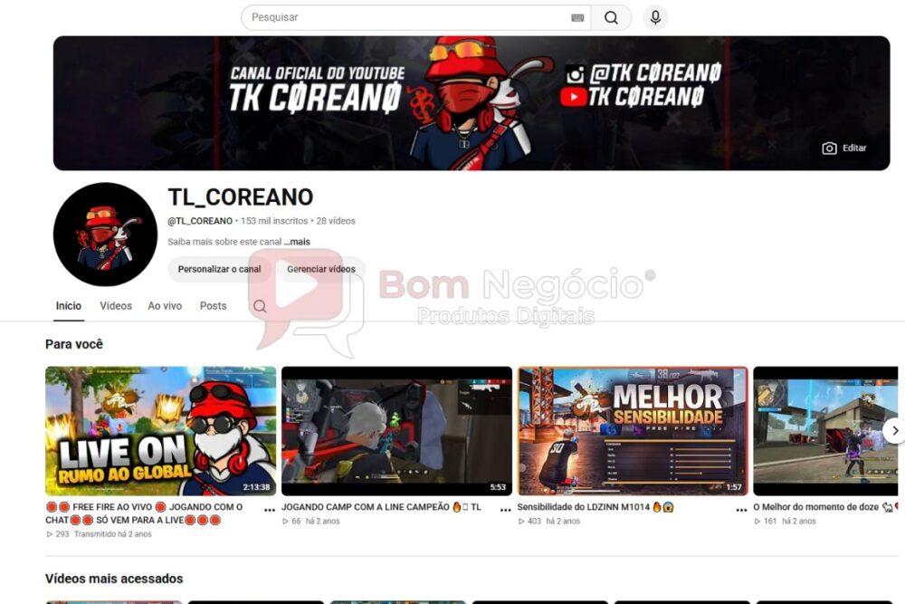 CANAL DO YOUTUBE DE 153K NÃO MONETIZADO - GAMES (COD-616)