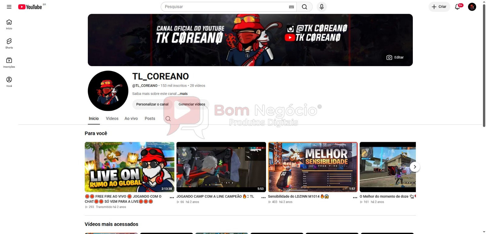 CANAL DO YOUTUBE DE 153K NÃO MONETIZADO - GAMES (COD-616)