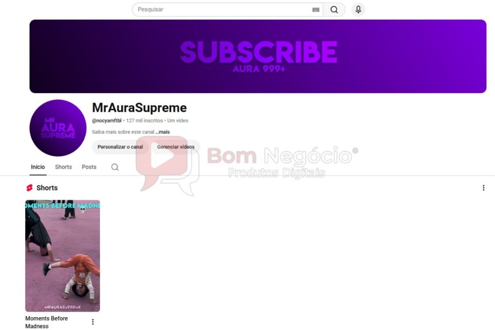 CANAL DO YOUTUBE DE 127K NÃO MONETIZADO - ENTRETENIMENTO (COD-618)