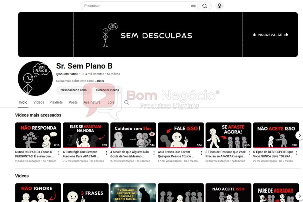 CANAL DO YOUTUBE DE 11K MONETIZADO - PSICOLOGIA (COD-633)