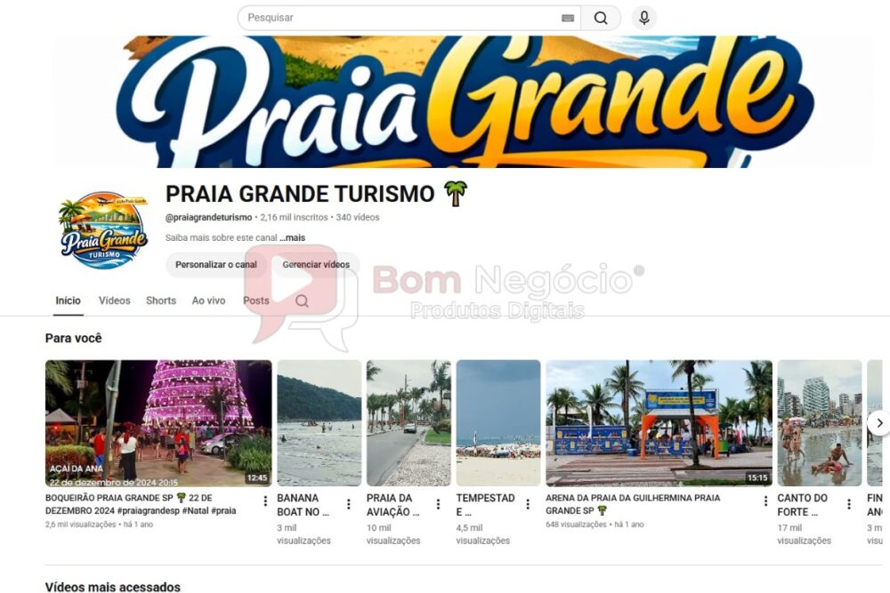 CANAL DO YOUTUBE DE 2K MONETIZADO - TURISMO (COD-649)