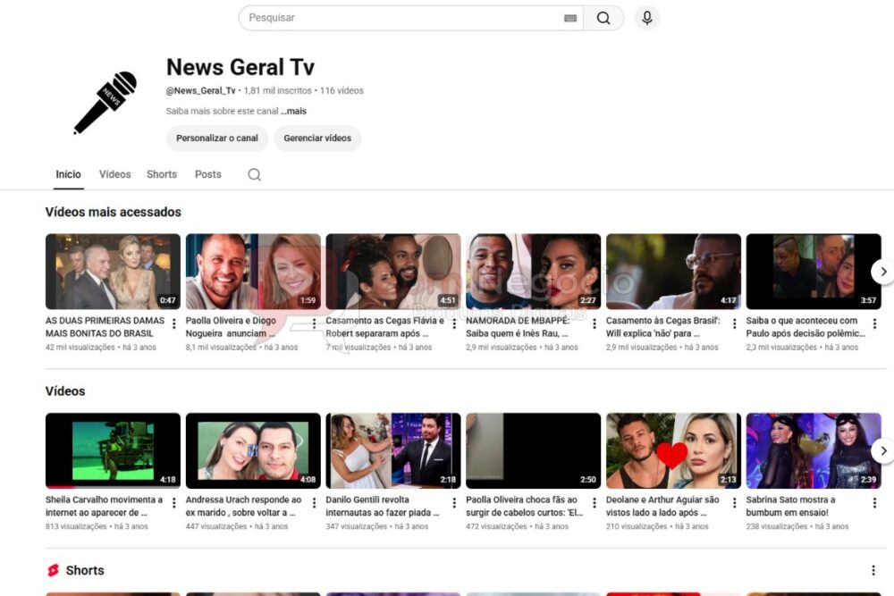 CANAL DO YOUTUBE DE 1K NÃO MONETIZADO - NOTICIAS (COD-652)
