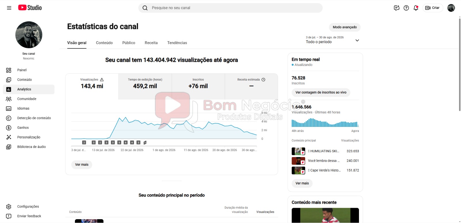 CANAL DO YOUTUBE DE 76K NÃO MONETIZADO - FUTEBOL (COD-656) - Imagem 3