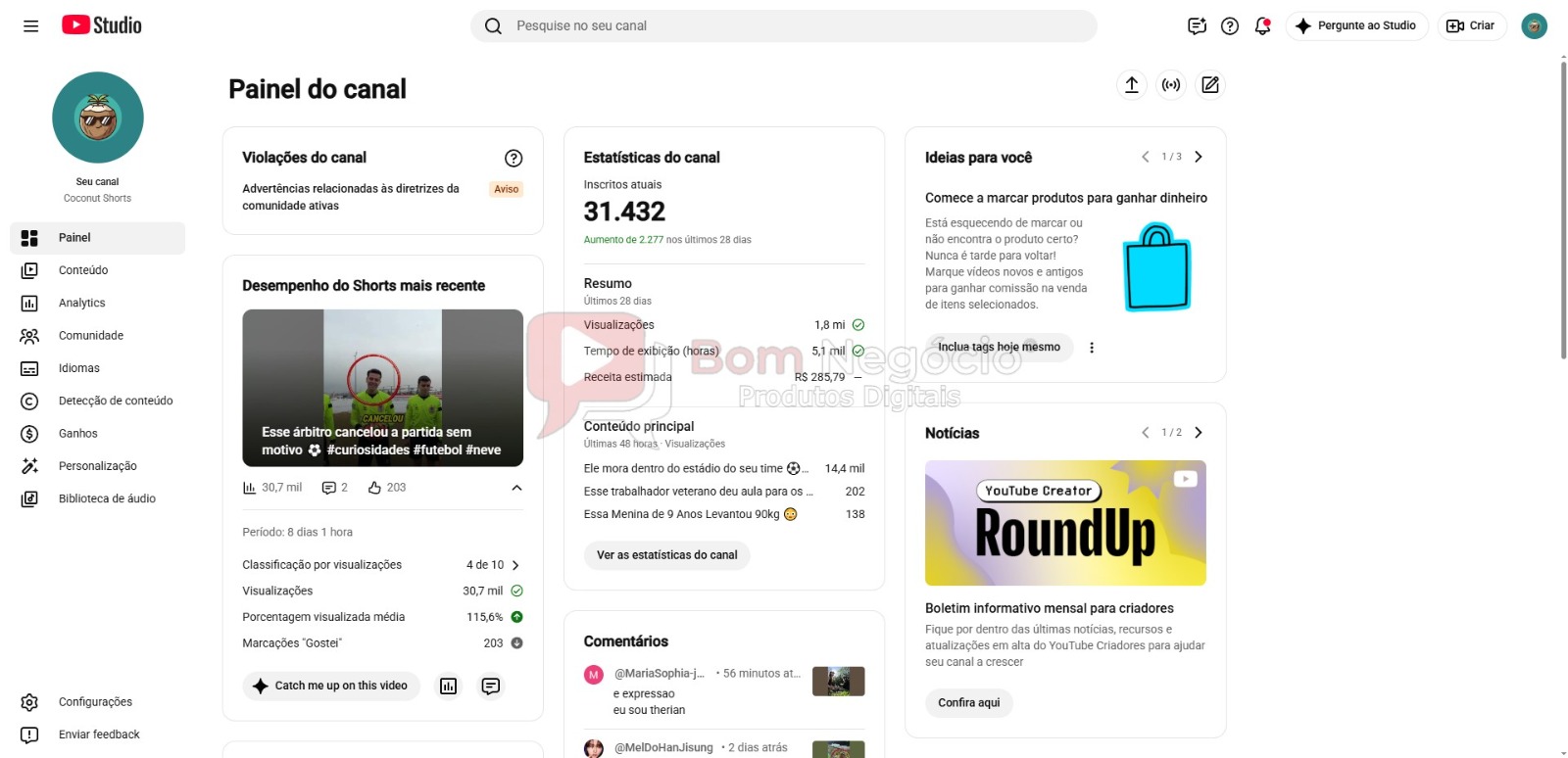 CANAL DO YOUTUBE DE 31K MONETIZADO - CURIOSIDADES (COD-657) - Imagem 2