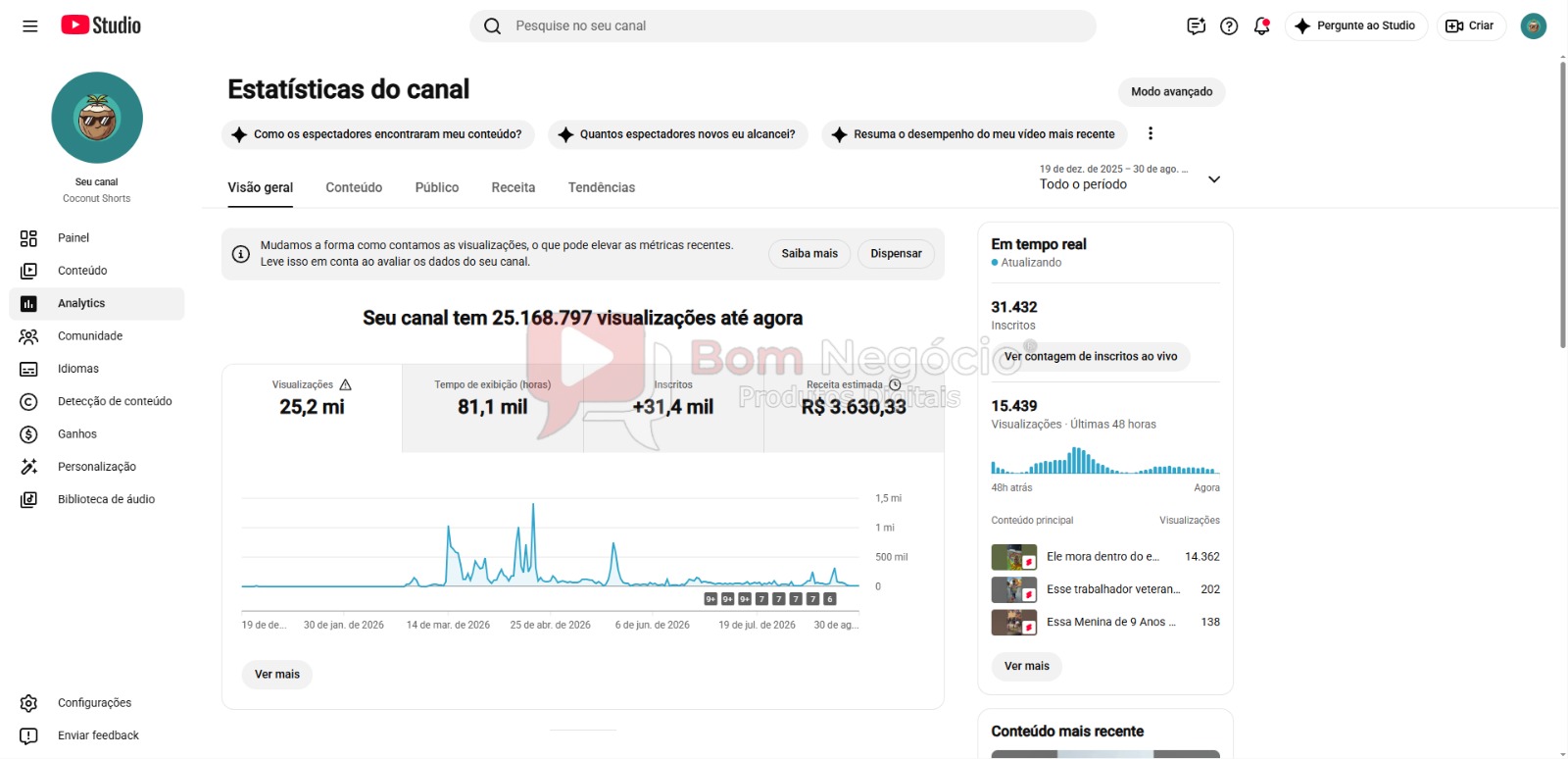 CANAL DO YOUTUBE DE 31K MONETIZADO - CURIOSIDADES (COD-657) - Imagem 3