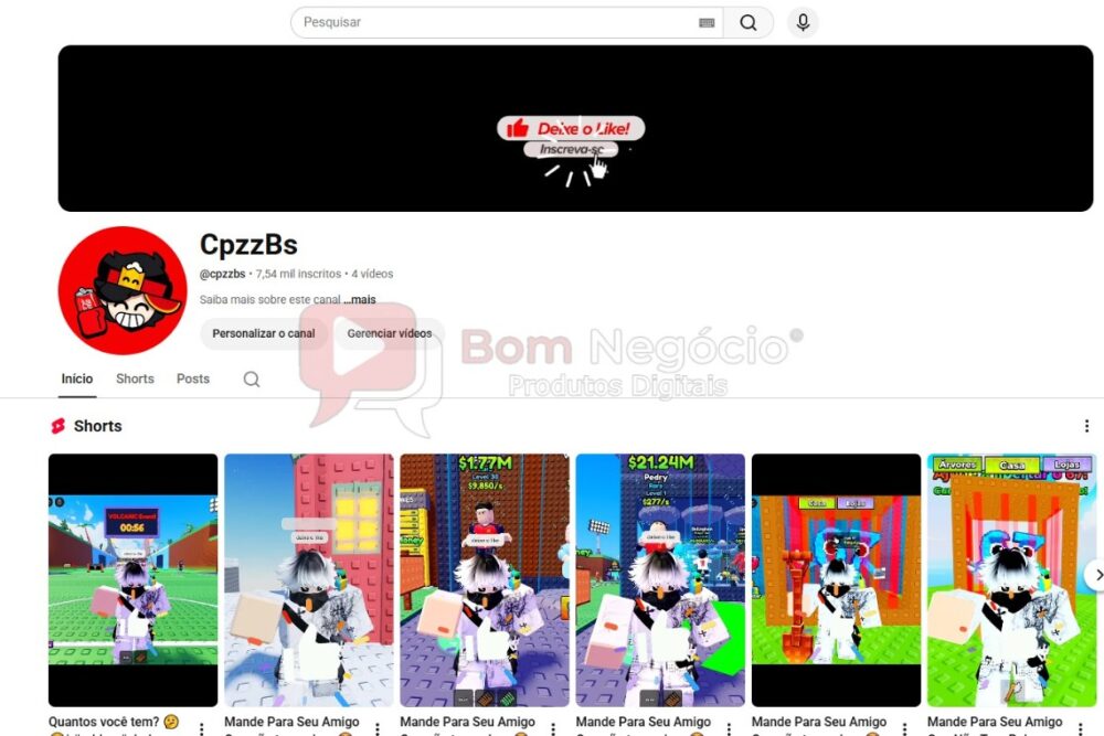 CANAL DO YOUTUBE DE 7K NÃO MONETIZADO - GAMES (COD-673)