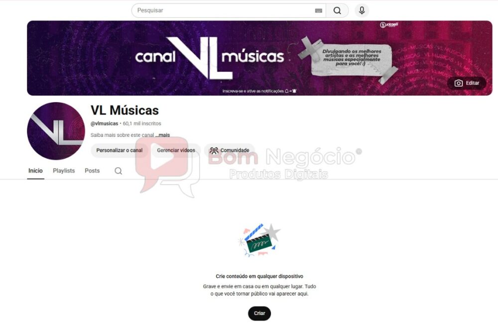 CANAL DO YOUTUBE DE 60K NÃO MONETIZADO - MUSICAL (COD-676)