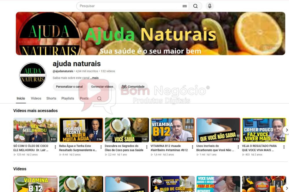 CANAL DO YOUTUBE DE 5K NÃO MONETIZADO - SAÚDE (COD-677)
