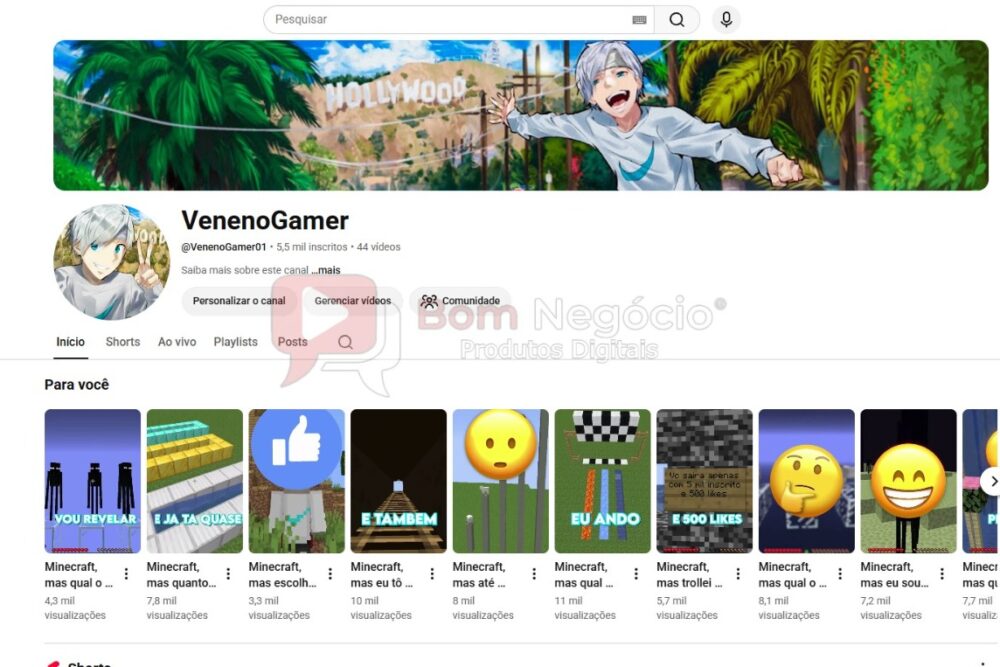 CANAL DO YOUTUBE DE 5K NÃO MONETIZADO - GAMES (COD-698)