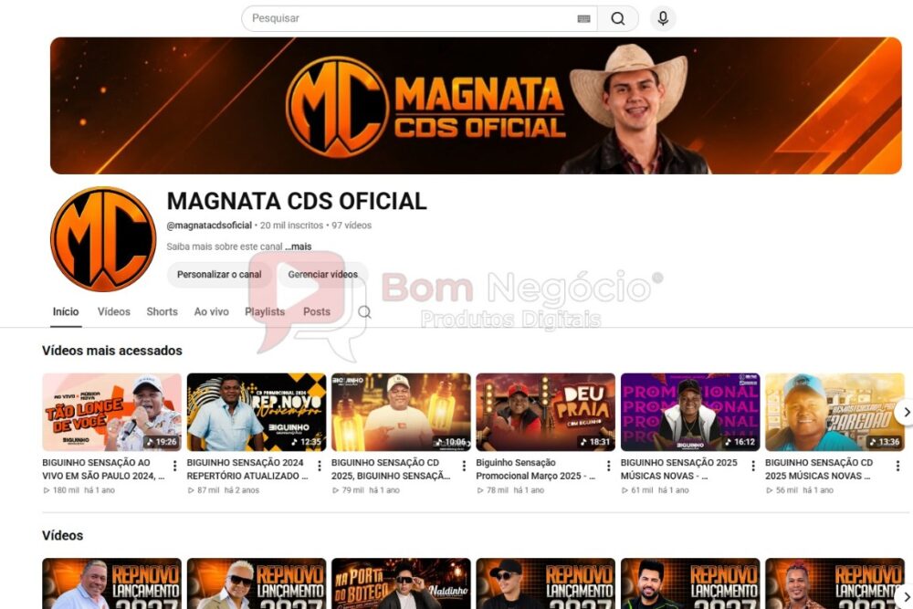 CANAL DO YOUTUBE DE 20K NÃO MONETIZADO - MUSICAL (COD-722)